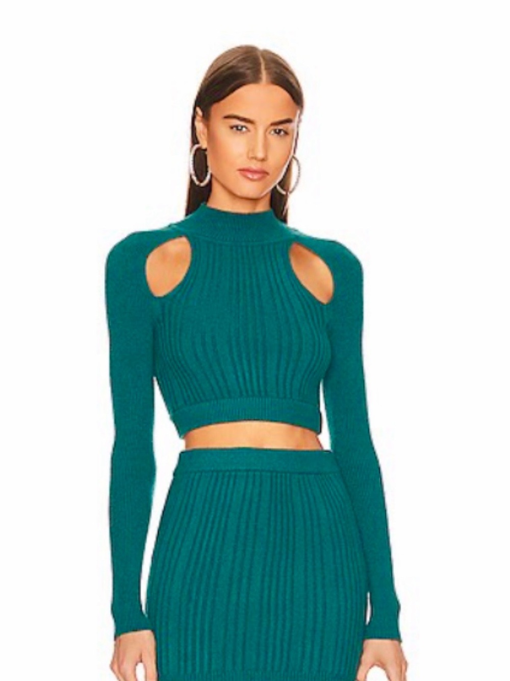 MICHAEL COSTELLO x REVOLVE Nadra Raglan Cut Out Sweater in Deep Teal Size S NWT